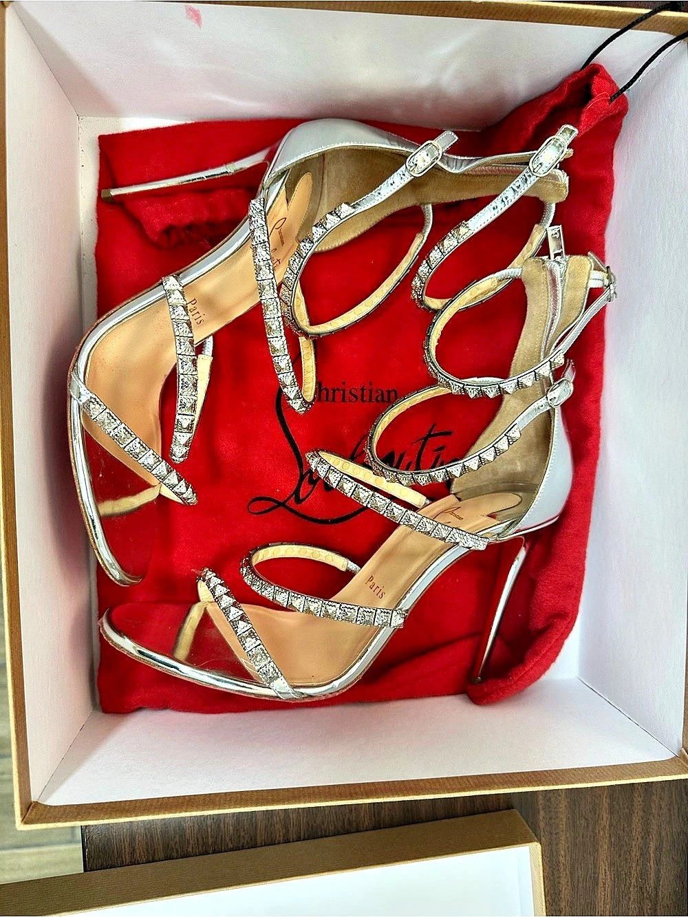 Christian Louboutin Forever Girl 100 Specchio Silver Heels EU 40